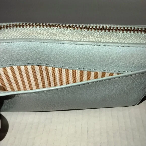 Kate Spade New York Zip Around Wallet, Travel Organizer, Pebbled Blue Leather - Picture 9 of 9